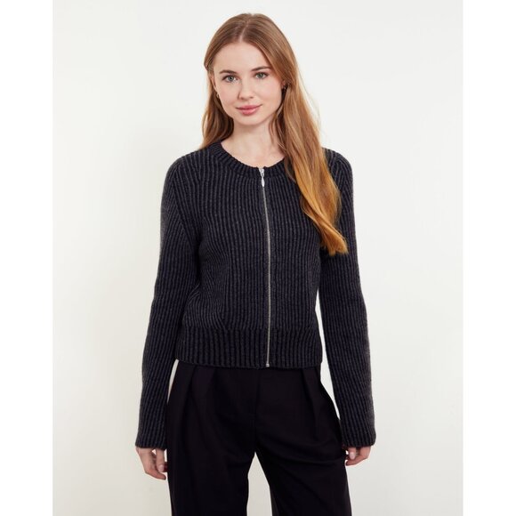 I-33. &Isla Juno Plaited Rib Zip Bomber Sweater Small - Picture 1 of 1
